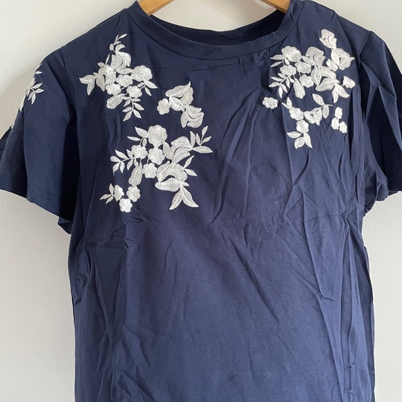 SHEIN Floral Embroidered Flutter Sleeve Tee - Picture 10 of 10